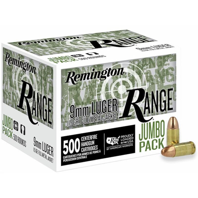 REMINGTON 9MM LUGER 115GR FMJ RANGE HANDGUN AMMO 500RD