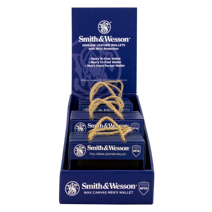 Smith & Wesson Men's Genuine Leather Wallet 12pc Display