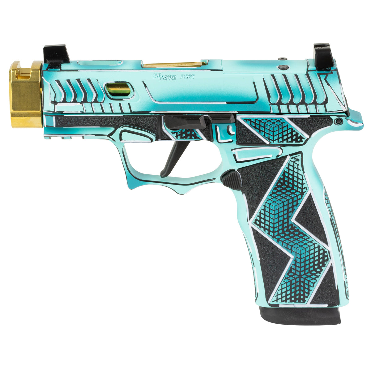 Sig Sauer P365X Komodo Anime - 9MM 17rd (Custom Dayglow Blue Cerakote Finish by Shark Coast Tactical) [SCT300-252-0409-6