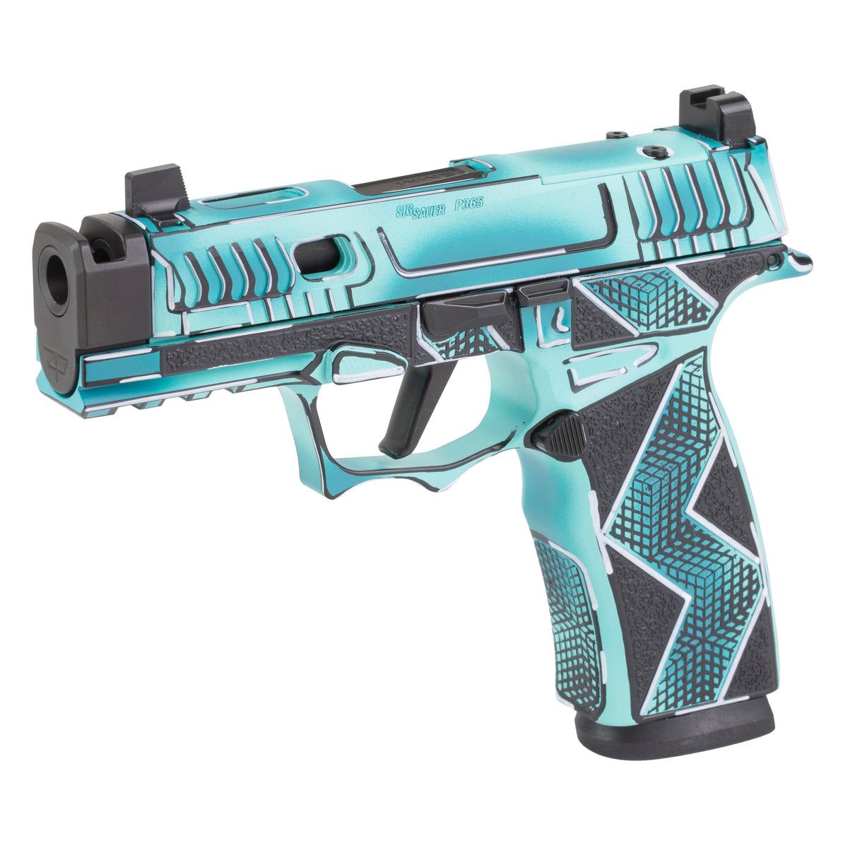 Sig Sauer P365X Komodo Anime - 9MM 17rd (Custom Dayglow Blue Cerakote Finish by Shark Coast Tactical) [SCT300-258-0421-6