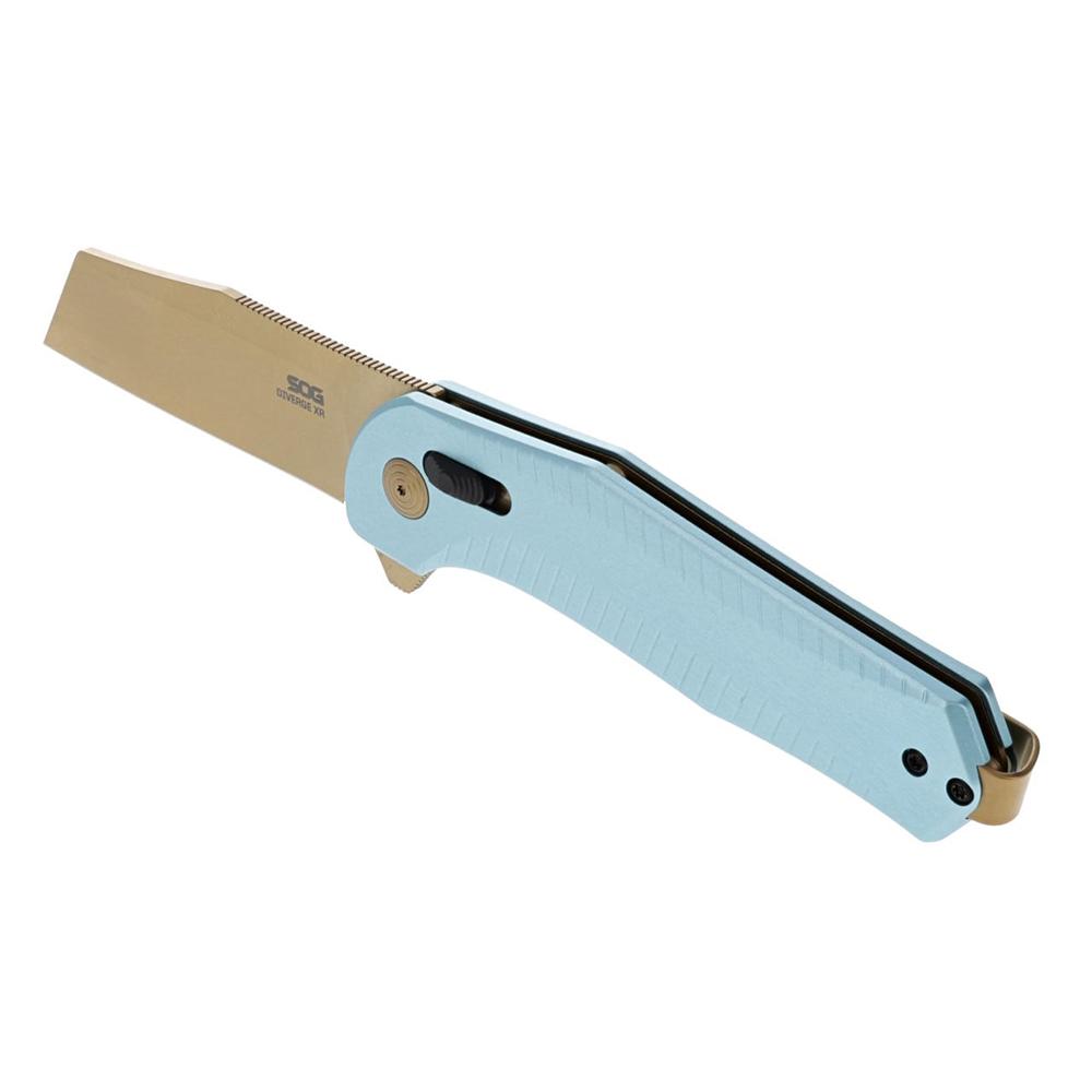 SOG KNIFE 3.4in Blade DIVERGE XR / LIGHT BLUE + GOLD BLISTER PACK FOLDING