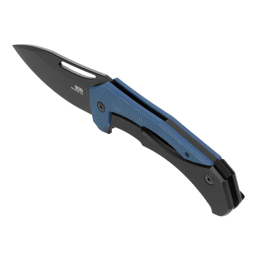 SOG KNIFE 3.4in Blade BULWARK FL / BLUE + SATIN / PRESENTATION BOX FOLDING