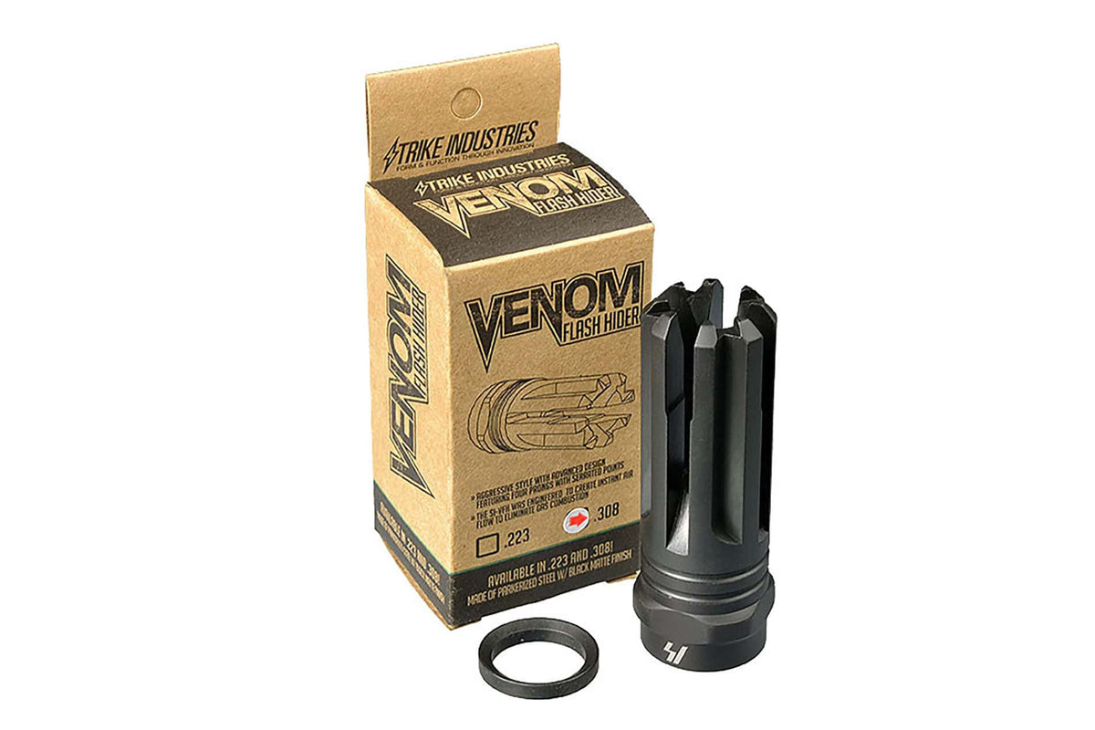 Strike Industries Venom Four Prong AR-10 Flash Hider - 5/8x25 - .30 Caliber