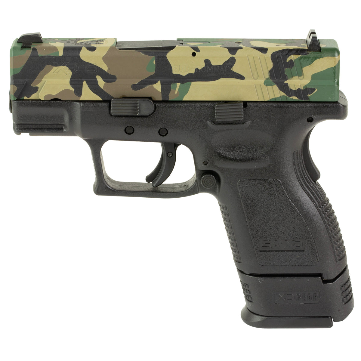 Springfield XD - 9MM 16rd (Custom M81 Woodland Camo Cerakote Finish Slide by Shark Coast Tactical)