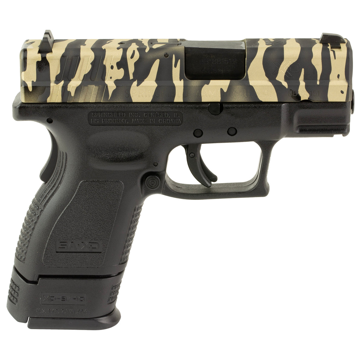 Springfield XD - 9MM 16rd (Custom Tiger Stripe Cerakote Finish by Shark Coast Tactical)