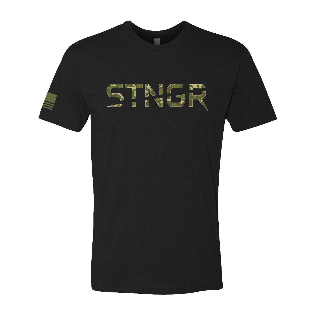 STNGR Woodland Camo Logo T-Shirt - Vintage Black
