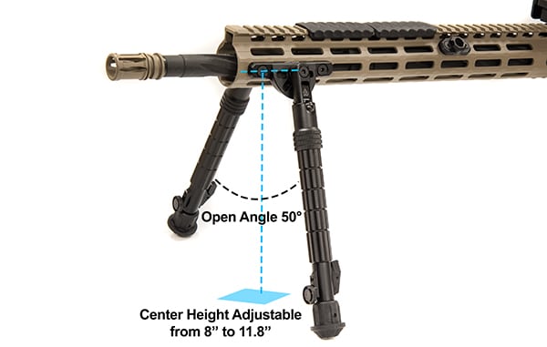 UTG Recon Flex M-LOK Bipod - 8.0 Inch to 11.8 Inch Center Height