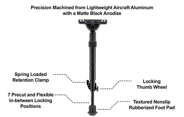 UTG Recon Flex M-LOK Bipod - 8.0 Inch to 11.8 Inch Center Height