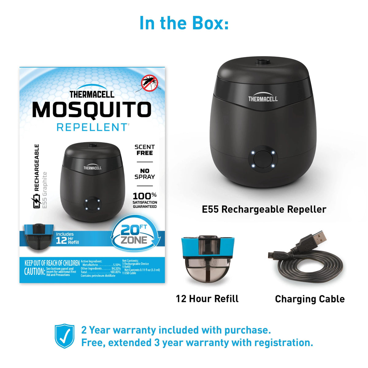 Thermacell Rechargeable Mosquito Repeller - Charcoal
