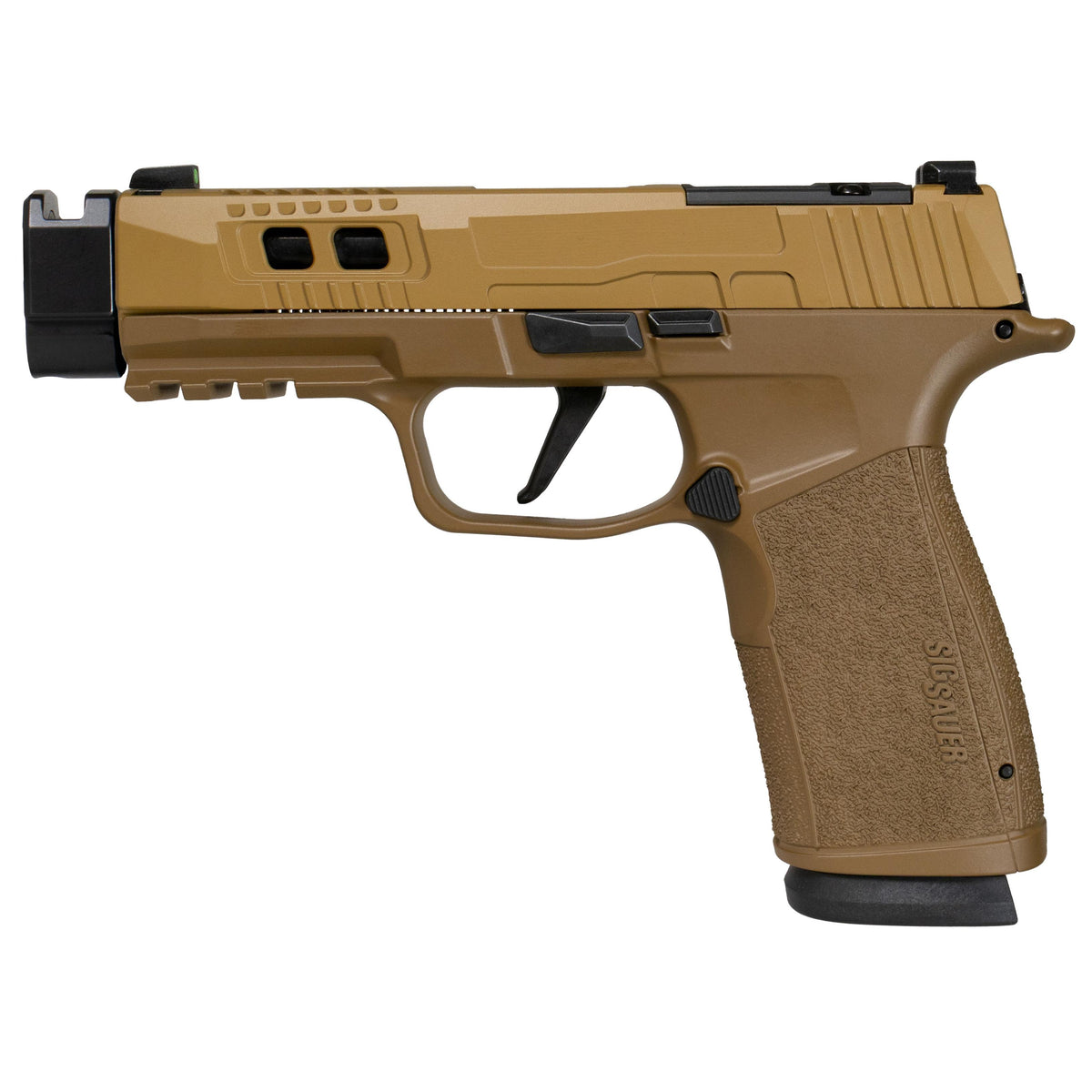 SIG P365 XMACRO TACOPS 9MM 3.7 (4)17rd Stl Mags-2Tone Brown Blk Thrdls Brl
