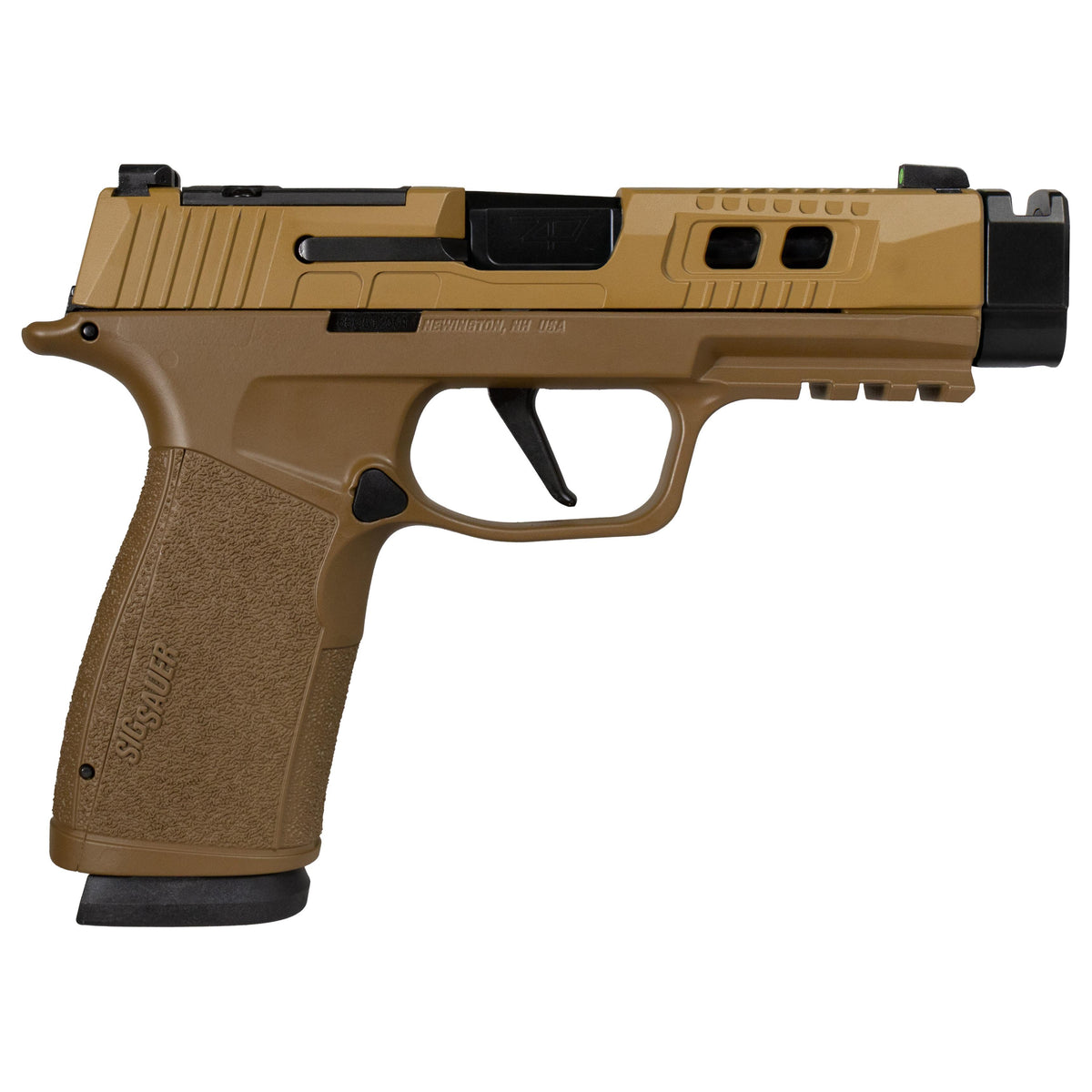SIG P365 XMACRO TACOPS 9MM 3.7 (4)17rd Stl Mags-2Tone Brown Blk Thrdls Brl