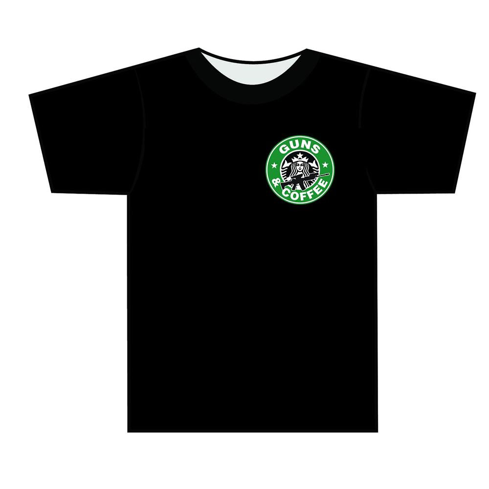 Guns and Coffee T Shirt Olive Drab Large