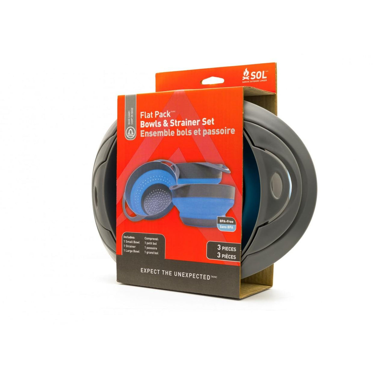 Survive Outdoors Longer Flat Pack Bowls and Strainer Set