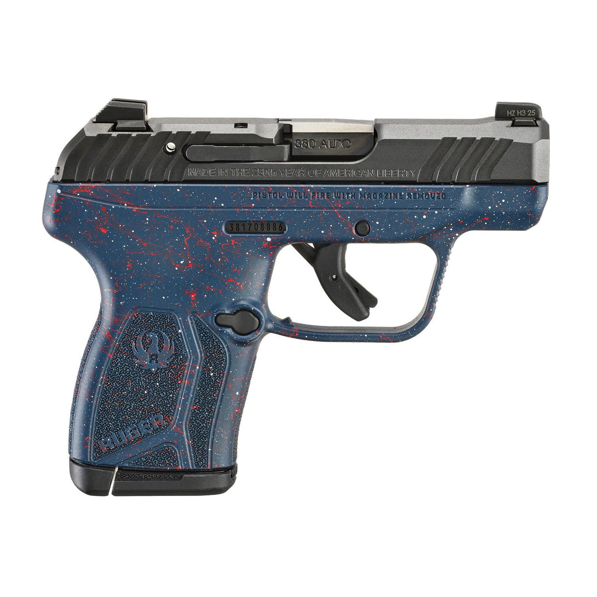 Ruger 250th LCP Max 380ACP 10rd Trit Front Liberty Blue Grip