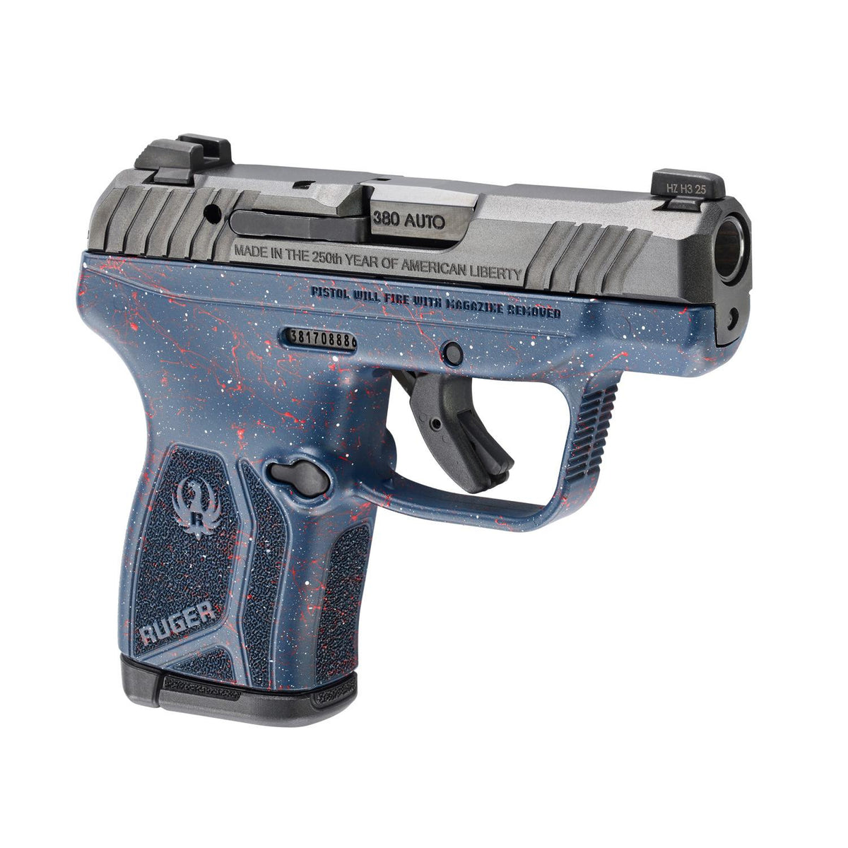 Ruger 250th LCP Max 380ACP 10rd Trit Front Liberty Blue Grip