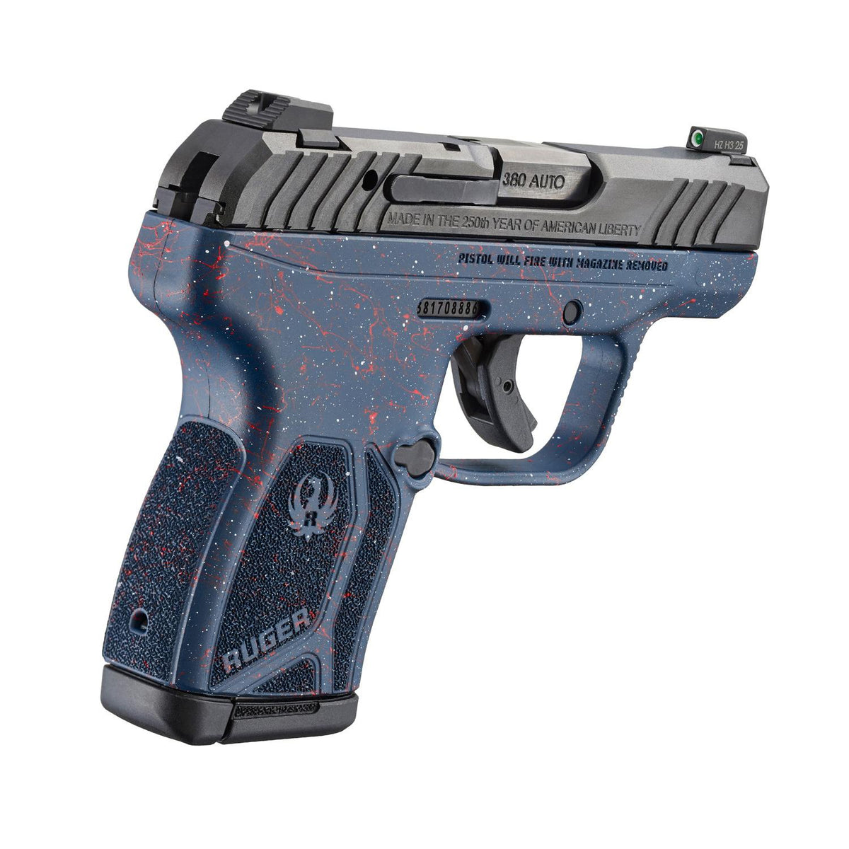 Ruger 250th LCP Max 380ACP 10rd Trit Front Liberty Blue Grip