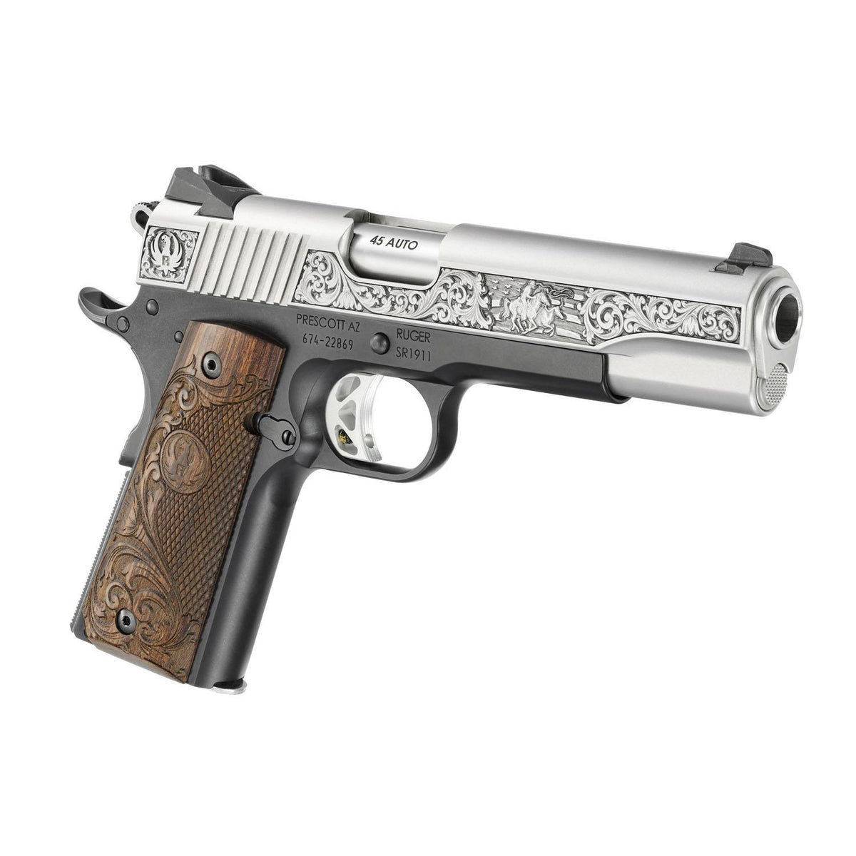 Ruger SR1911 45ACP 5in 2tone Engraved Wd Grp 8Rd