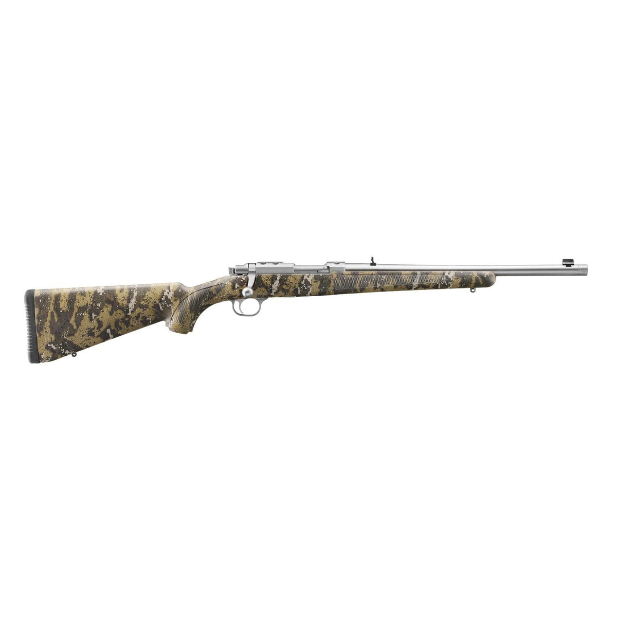 Ruger 77/44 44 Rem Mag Brushed Stainless w/Camo Pattern Stock 16.6'' 4RNDS