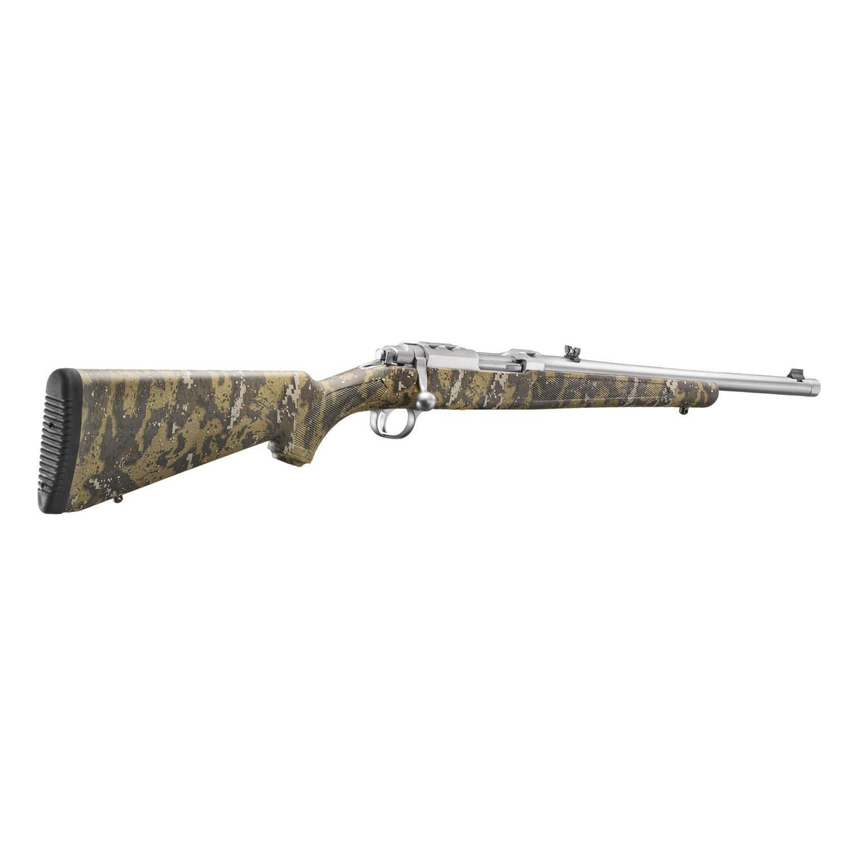 Ruger 77/44 44 Rem Mag Brushed Stainless w/Camo Pattern Stock 16.6'' 4RNDS