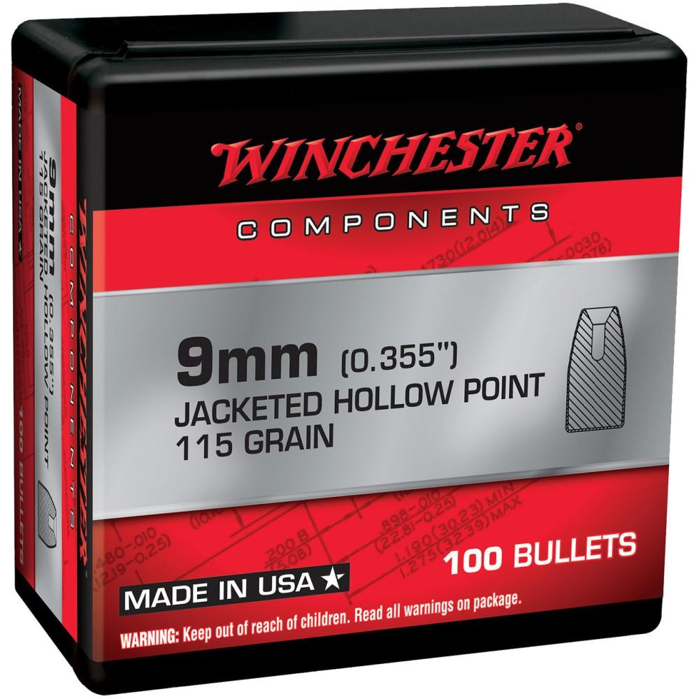 BULLETS 9MM LUGER 115GR JHP 100 COUNT