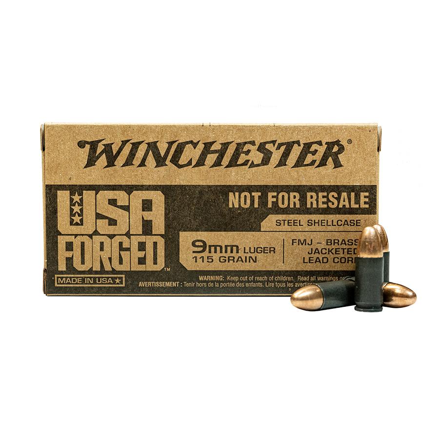 USA FORGED 9MM 115GR STEEL CASE, FMJ BRASS-JACKETED LEAD CORE 1,000 RD