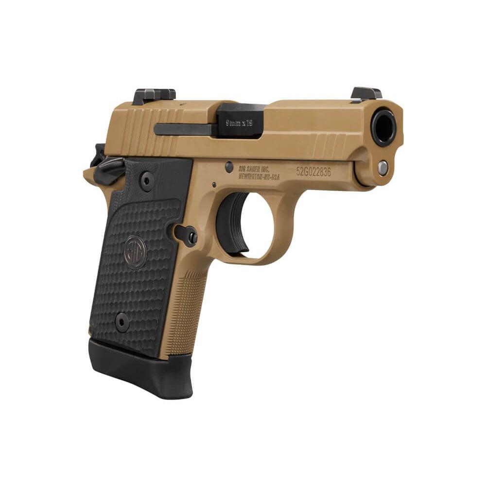 P938 9MM 3IN EMPEROR SCORPION FDE SAO SIGLITE BLK G10 GRIP (1)6RD & 7RD MAG
