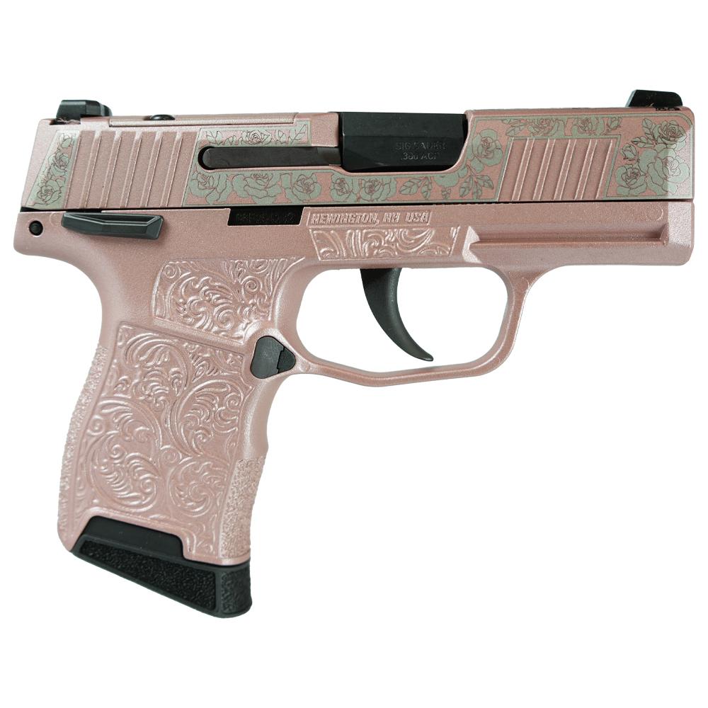 Sig P365-380-BSS-MS Nitron Pistol Full Rose Gold Roses