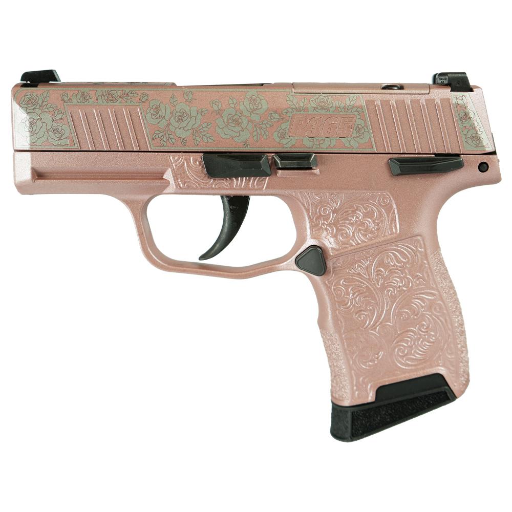 Sig P365-380-BSS-MS Nitron Pistol Full Rose Gold Roses