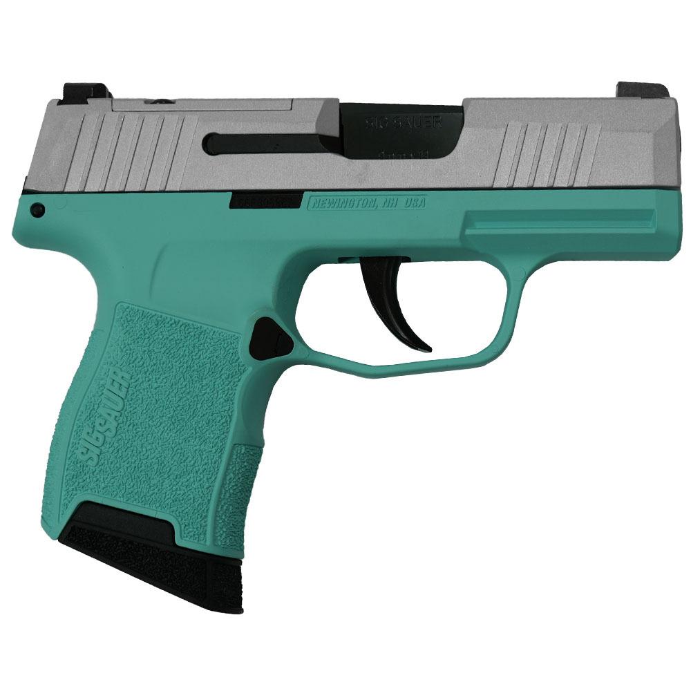 P365 9MM 3.1  BLK STRIKR XRAY3 OR 2 MAG-Robins Egg Blue Fram Slvr Sl