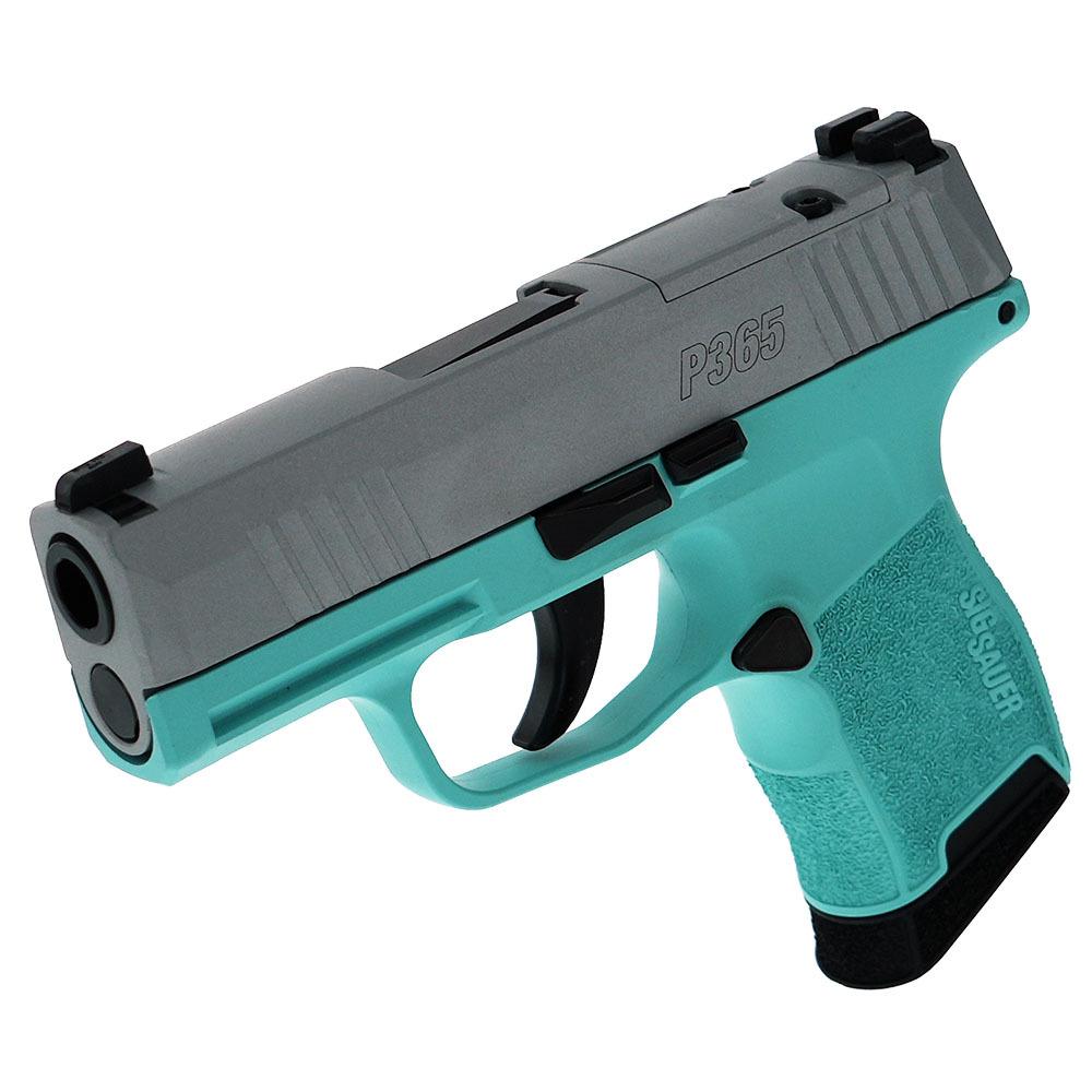 P365 9MM 3.1  BLK STRIKR XRAY3 OR 2 MAG-Robins Egg Blue Fram Slvr Sl
