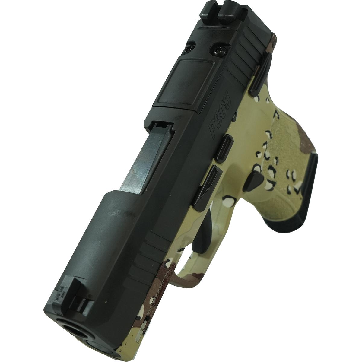 P365, 9MM, 3.1IN, STRIKER Blk Base, Frame & Slide Chocolate Chip Hydro Dip