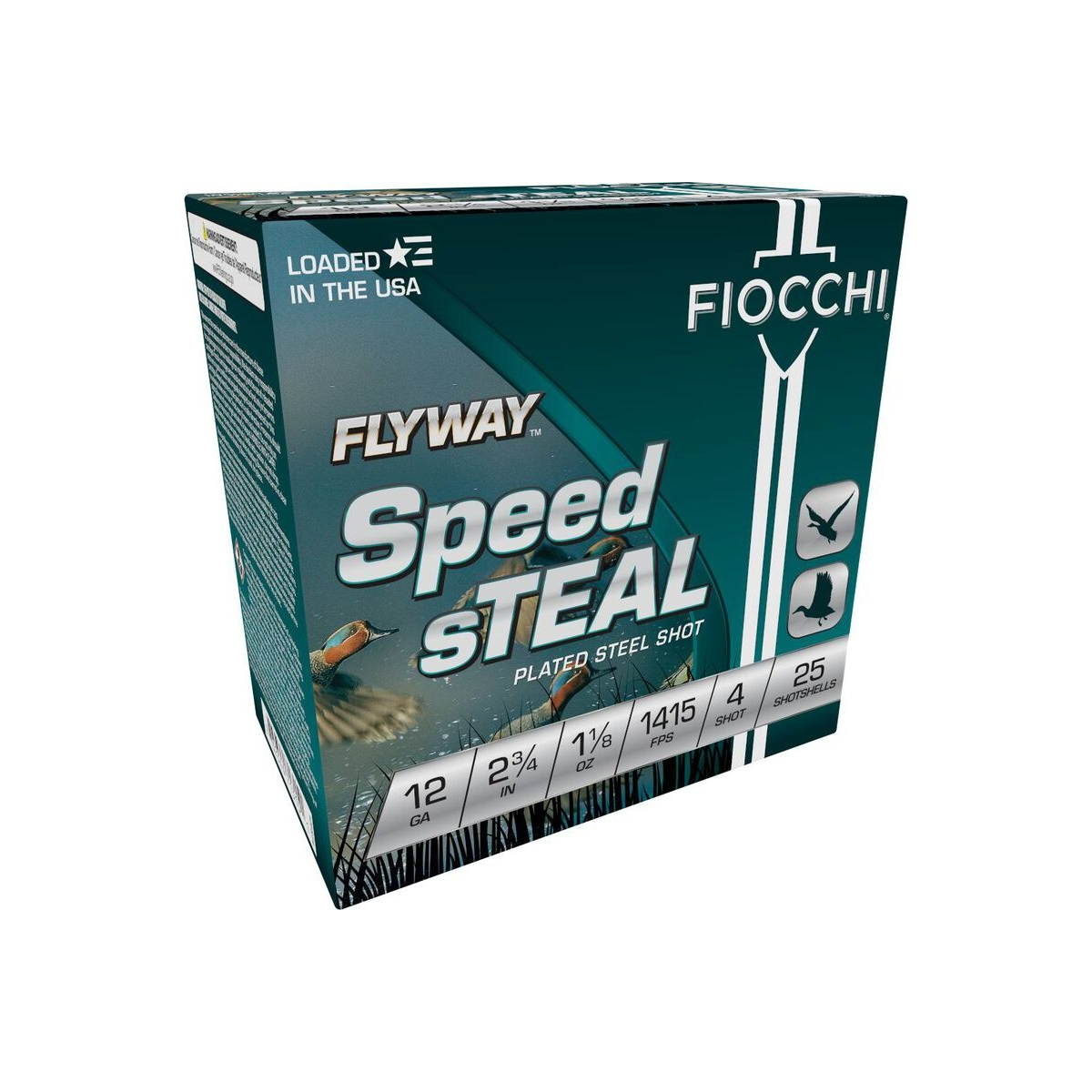 FIOCCHI 12GA FLYWAY SPEED STEAL WATERFOWL 2-3/4 1-1/8OZ 4 1415 FPS 25/RD