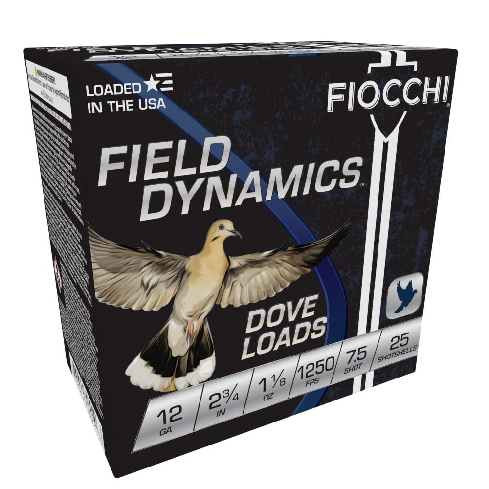 FIOCCHI 12ga LEAD DOVE & QUAIL 2 3/4 1 1/8OZ  #7.5 SHOT 1250FPS 25RD