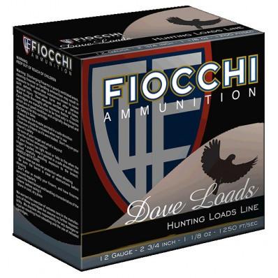 FIOCCHI 12ga LEAD DOVE & QUAIL 2 3/4 1 1/8OZ  #8 SHOT 1250FPS 25RD