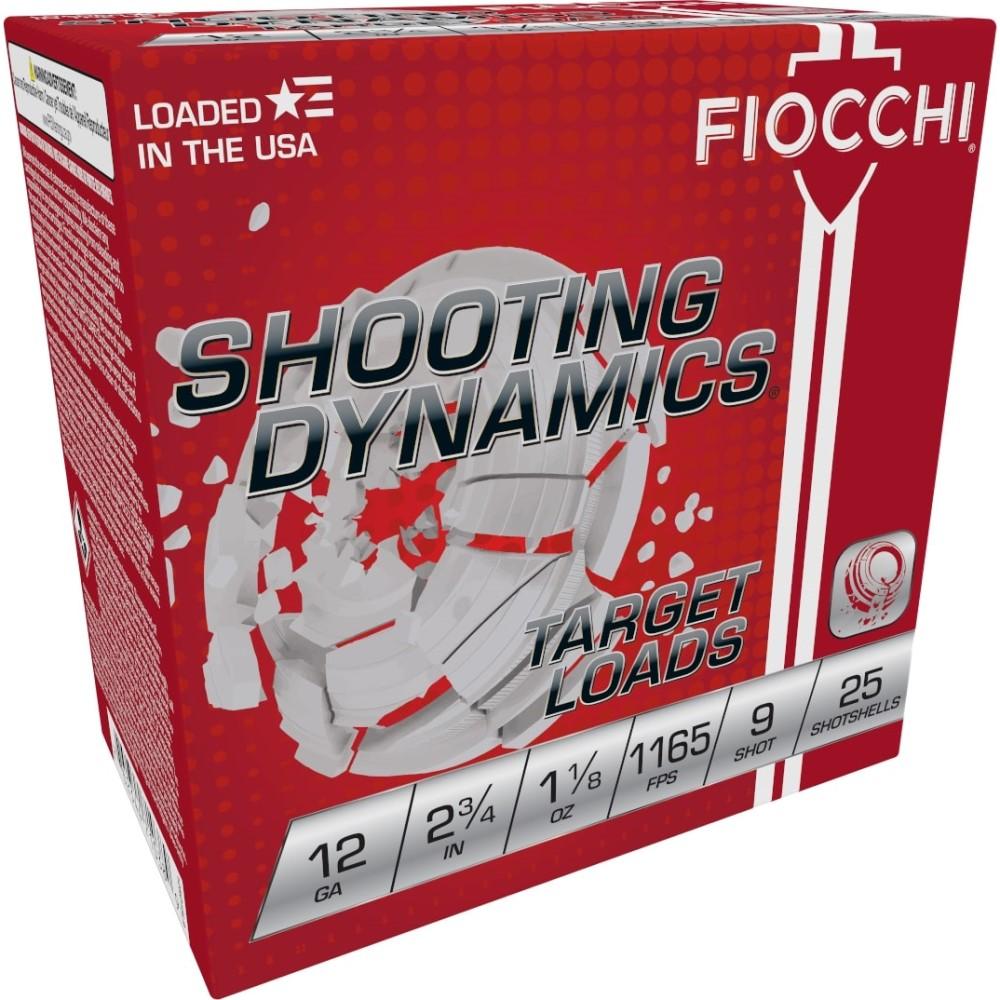 FIOCCHI 12ga LIGHT SHOOTING DYNAMICS 2 3/4 1 1/8OZ #9 SHOT 1165FPS 25RD