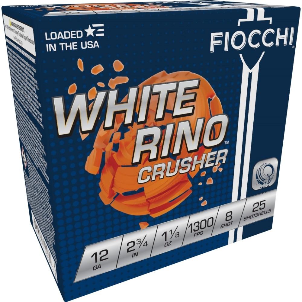 FIOCCHI 12GA  2 3/4 1 1/8oz #8 WHITE RINO CRUSHER 1,300fps 25RD