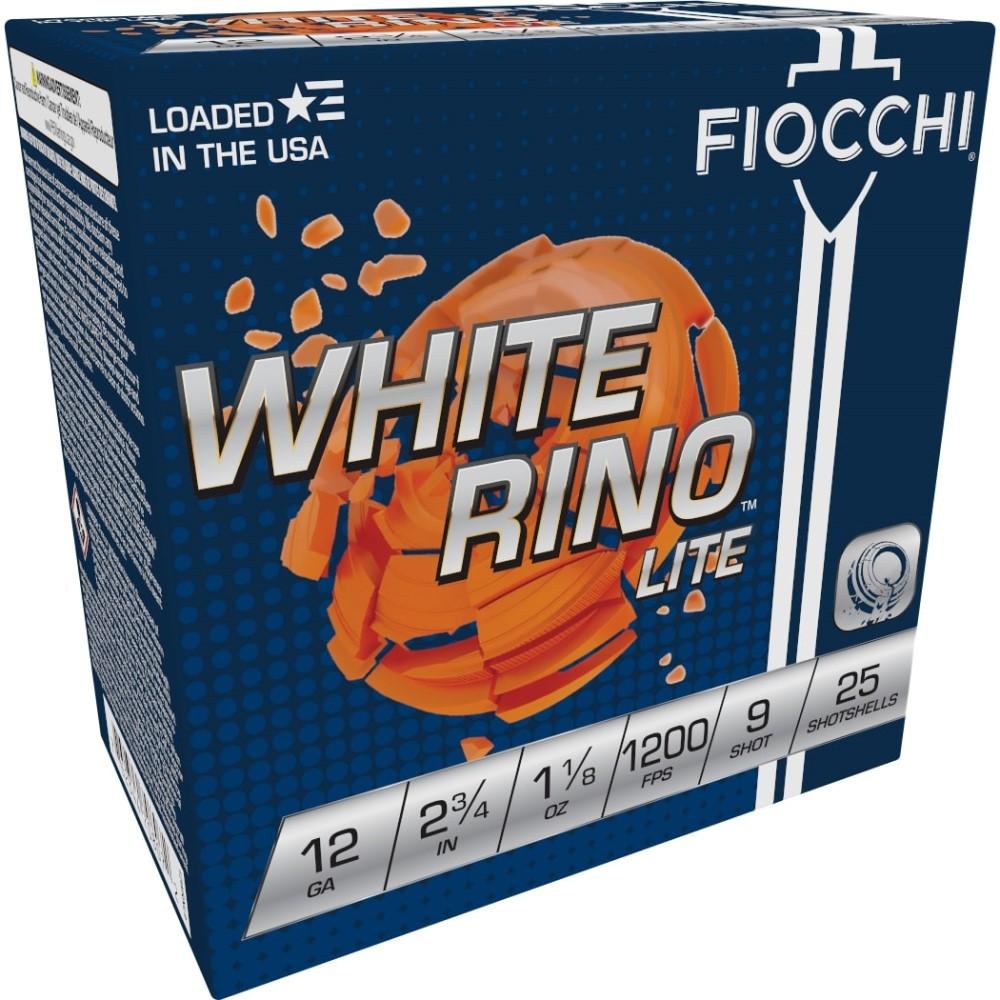 FIOCCHI 12GA 2 3/4 1 1/8oz #9 WHITE RINO  LITE 1,200fps 25RD