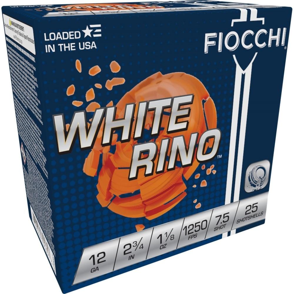 FIOCCHI 12GA 2 3/4 1 1/8oz #7.5 White Rino 1,250fps 25RD
