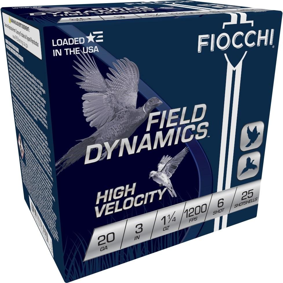 FIOCCHI 20ga HI VELOCITY 3 1 1/4oz #6 1200fps 25rd LEAD HUNTING