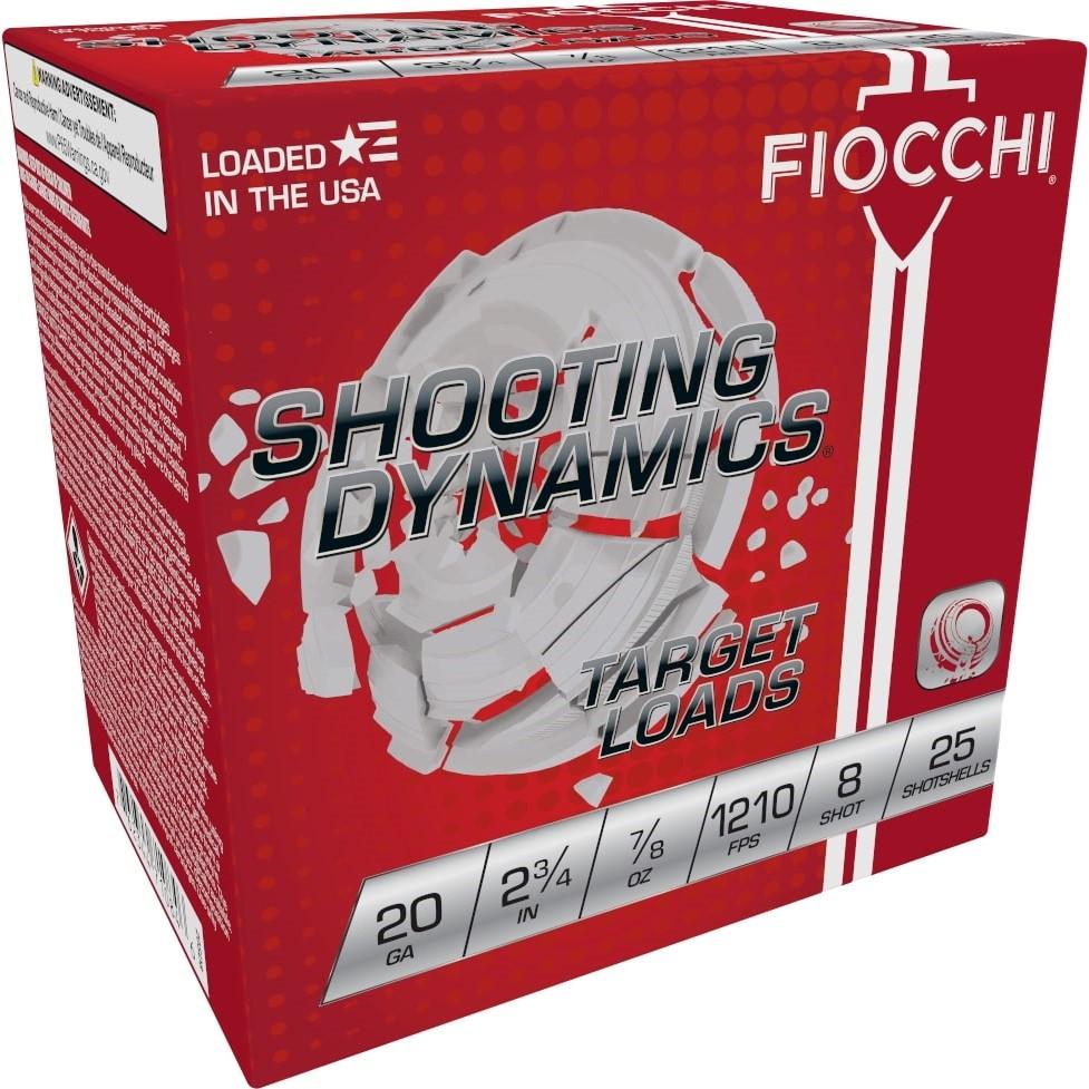 FIOCCHI 20ga HEAVY SHOOTING DYNAMICS 2 3/4 7/8OZ #8 SHOT 1210 FPS 25RD