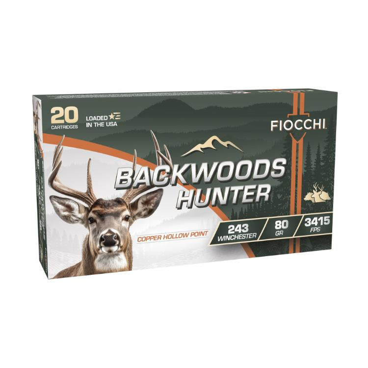 Fiocchi Backwoods Hunter 243 Win. 80Gr CHP 3415 fps 20 Rds