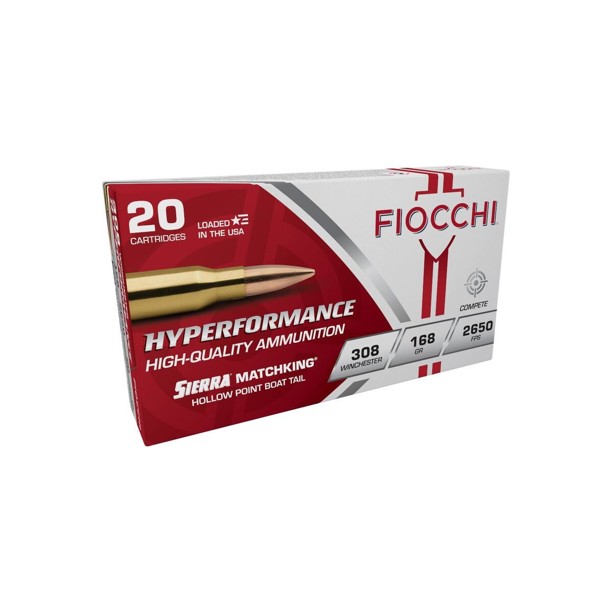 FIOCCHI 308 WIN. HYPERFORMANCE MATCH 168 GR HPBT MK 2650 FPS 20/RD