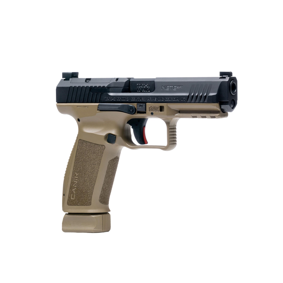 Canik SFt Mete, 9mm, 5.2in, Blk Slide, FDE Frame, 1-18rnd/1-20rnd mag