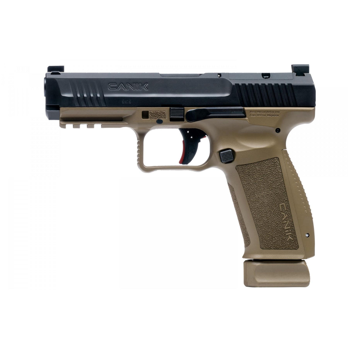 Canik SFt Mete, 9mm, 5.2in, Blk Slide, FDE Frame, 1-18rnd/1-20rnd mag