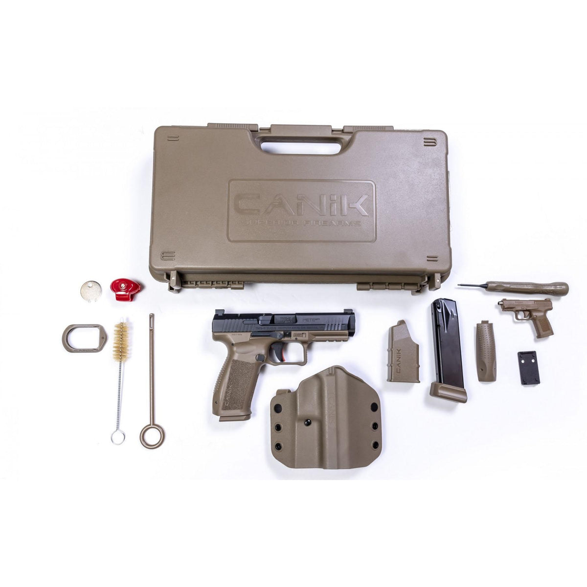 Canik SFt Mete, 9mm, 5.2in, Blk Slide, FDE Frame, 1-18rnd/1-20rnd mag