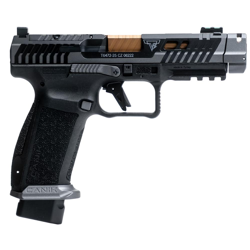 Canik TTI Combat Smoke 9mm 4.6'' Barrel 18rd  - Blk & Gld w/ Ported Barrel