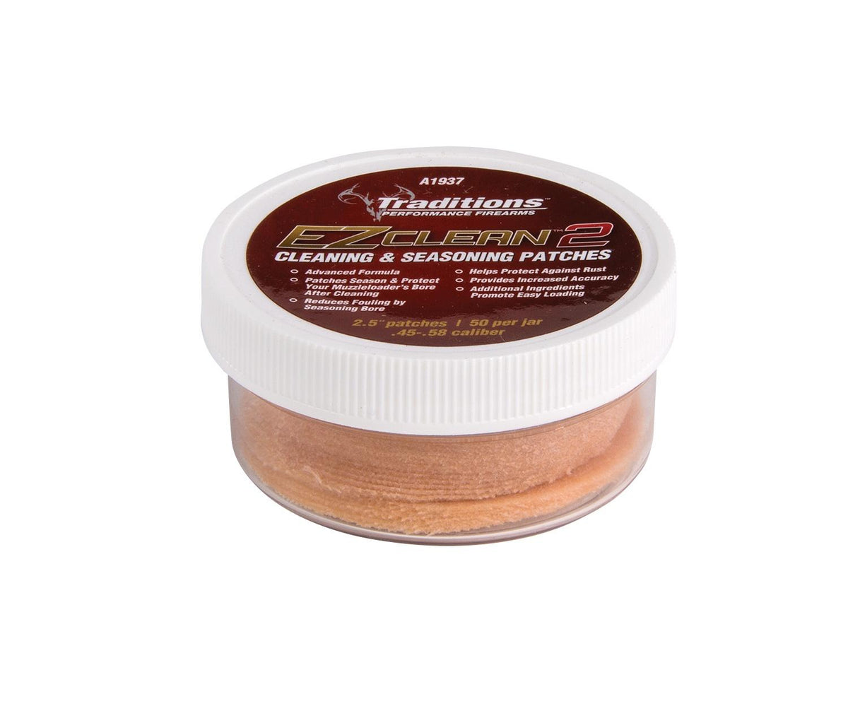 EZ Clean 2 Cleaning & Seasoning Patches .45-.58 cal 50/jar 2.5in dia.