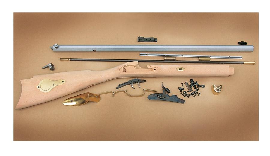 Traditions St. Louis Hawken Rifle Kit Raw Hardwood .50Cal 28In White Barrel