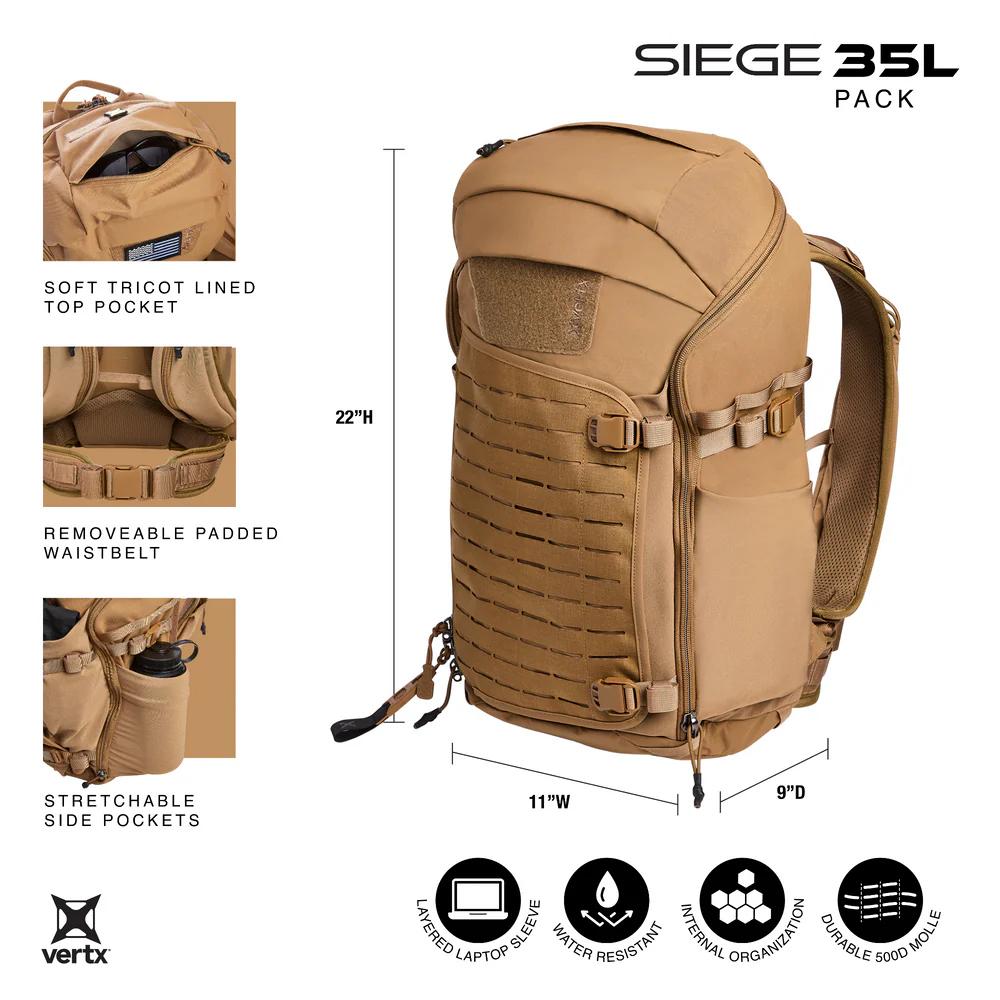 VERTX SIEGE 35L BACKPACK COYOTE