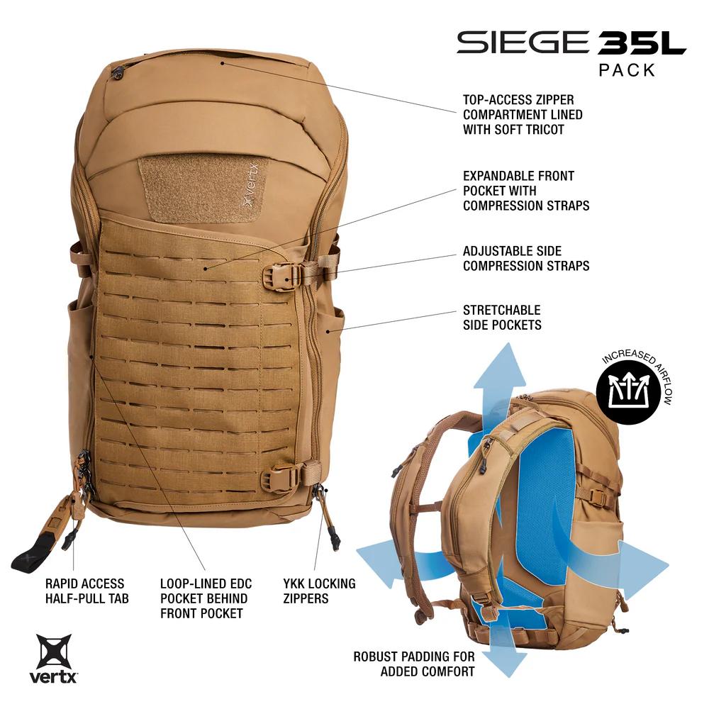 VERTX SIEGE 35L BACKPACK COYOTE
